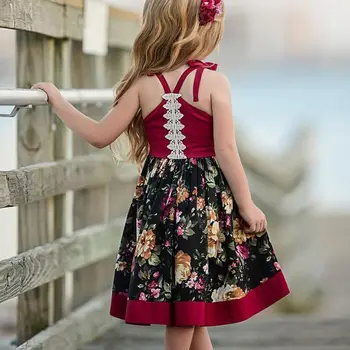 Vasaras Gadījuma Baby Meitenes Ziedu Drukāt Bērnu Kleitas Nelegālo Dizaina Kleita Kokvilnas Bērniem Kleitas Sundress Tērpiem