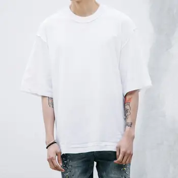 Vīrieši lielgabarīta hip hop t krekls topi punk hiphop streetwear vīriešiem vasarā liela izmēra tee krekli apģērbu kritums plecu t homme