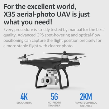 X35 GPS RC Dūkoņa 5G WiFi 4K HD Kamera Profissional RC Quadcopter Brushless Motors Drones Gimbal Stabilizators 30 Minūtes lidojuma