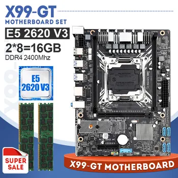X99 GT mātesplati kopumu Combo Xeon E5 2620 V3 LGA2011-3 CPU 2gab * 8GB 2400MHz DDR4 Darbvirsmas Atmiņa