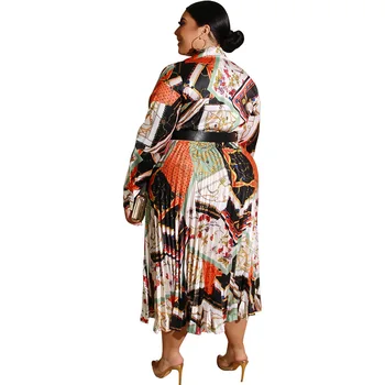 XL-5XL Plus Lieluma Āfrikas Drēbes Sieviešu Rudens Ziemas Maxi Kleita Vintage Jostas Drukāt garām Piedurknēm Boubou Africain Femme Vestidos