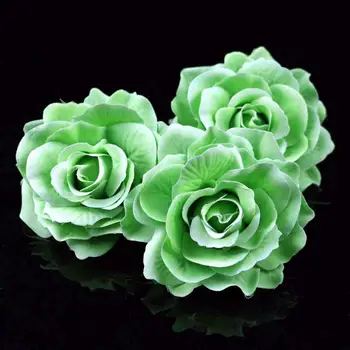 Zaļā 12cm Samta Rožu Ziedu Galvas Mākslīgā Simulācijas Rožu DIY Kāzu Dekori Ziedi Brīvdienu Cepure, Kurpes, Piederumi, 5 gab