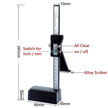 Zeast Digitālais Termometrs ar LCD Augstums Dziļums Platums Testeri Pasākuma 0-150mm Suportu Elektronisko Ciparu Augstums Vernier Suportu Valdnieks