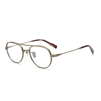 Zerosun Titāna Briļļu Rāmis Vīriešu Aviācijas Brilles Man Vintage Recepšu Brilles Mazo Nerd Punkti Brilles, Zelta