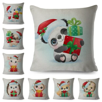 Ziemeļvalstu Bērnu Istabas Fox Panda Zilonis, Govs, Spilvens Gadījumā Dekors Cute Karikatūra Dzīvnieku Veļa Priecīgus Ziemassvētkus Spilvena Segums, Dīvāns Mājas