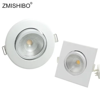 ZMISHIBO Vietas COB LED Downlights 10PCS/Daudz 110V, 220V 5W 75mm Izgriezt Caurumu Apaļa Kvadrātveida Leņķis Regulējams Griestu padziļinājumā gaismas Ķermeņi