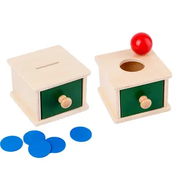 Zīdaiņu & Todders Montessori Pirmsskolas Materiāls Objekts Pastāvīgas Glabāšanas Kaste Ar Paplāti Bumbu