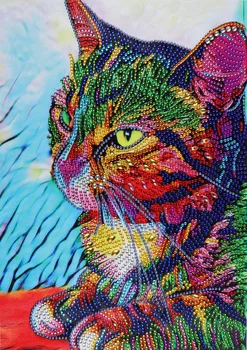 Īpašas Formas 5D DIY Dimanta Krāsošana Kaķis Rokdarbi Dimanta Izšuvumi Dzīvnieku Izcelsmes Apdare Daļēju Kārtas Urbt Māksla