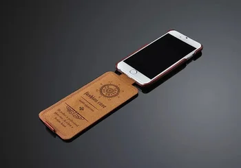Īstas Ādas Vertikālā Flip Cover Case for Apple iPhone 6 6S Modes Coque Zīmola Sākotnējo Fundas ar Dāvanu Ekrāna Aizsargs